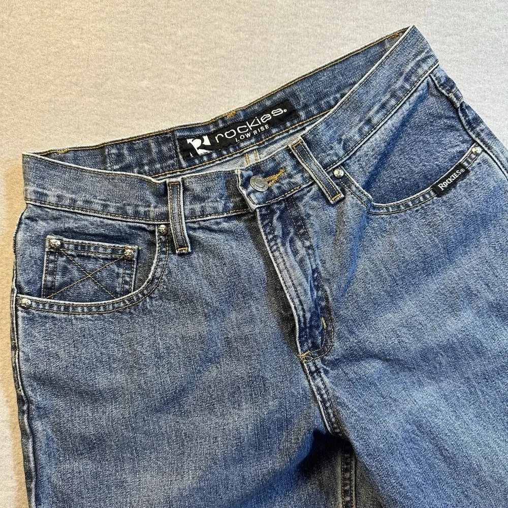 Rockies Vintage 90s Low Rise Straight Leg Jeans Light Wash Denim Rodeo Womens 7